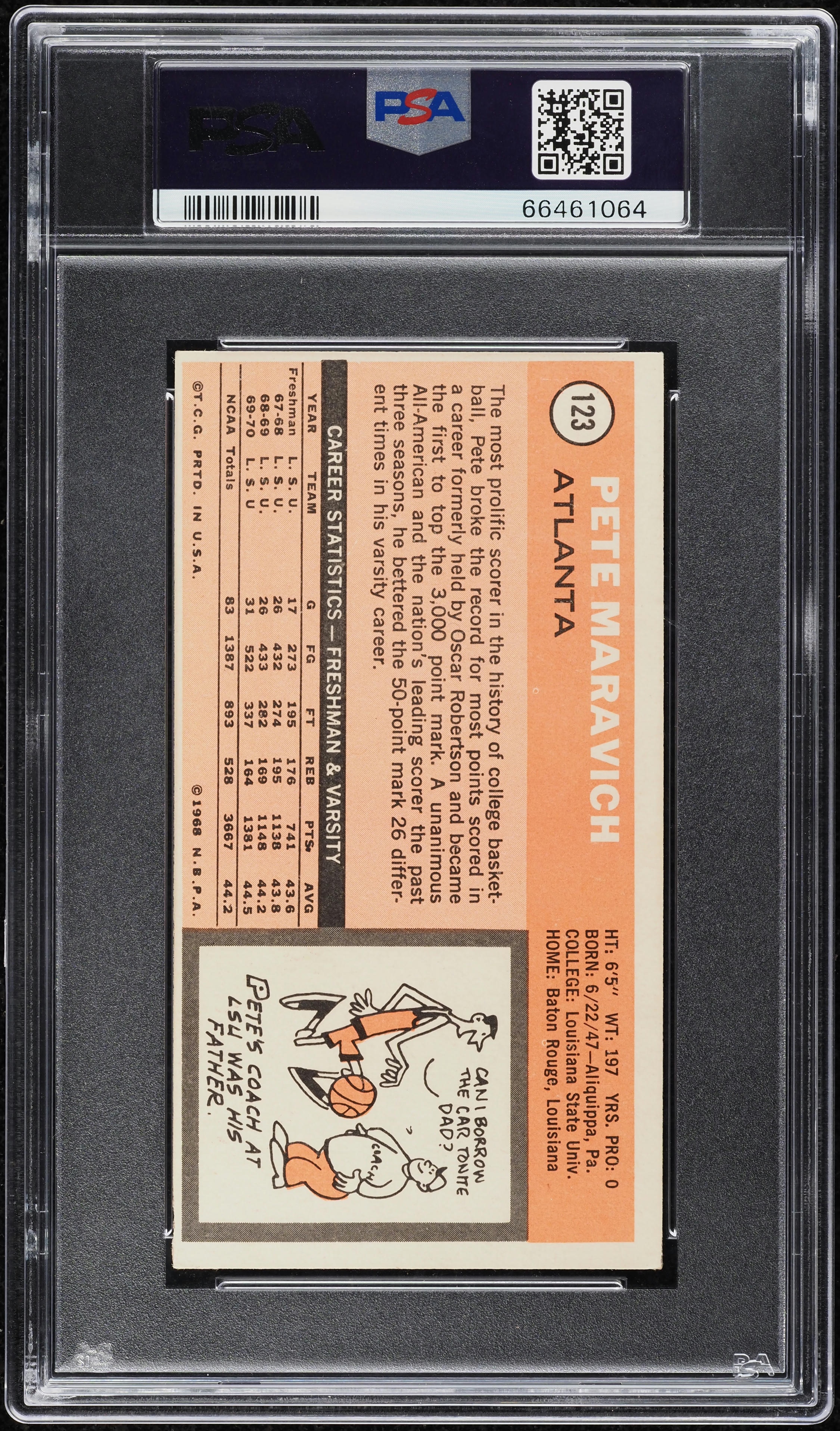 1970 Topps Basketball Pete Maravich ROOKIE #123 PSA 5 EX