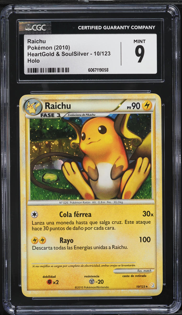 2010 Pokemon Spanish HeartGold & SoulSilver Holo Raichu #10 CGC 9 MINT
