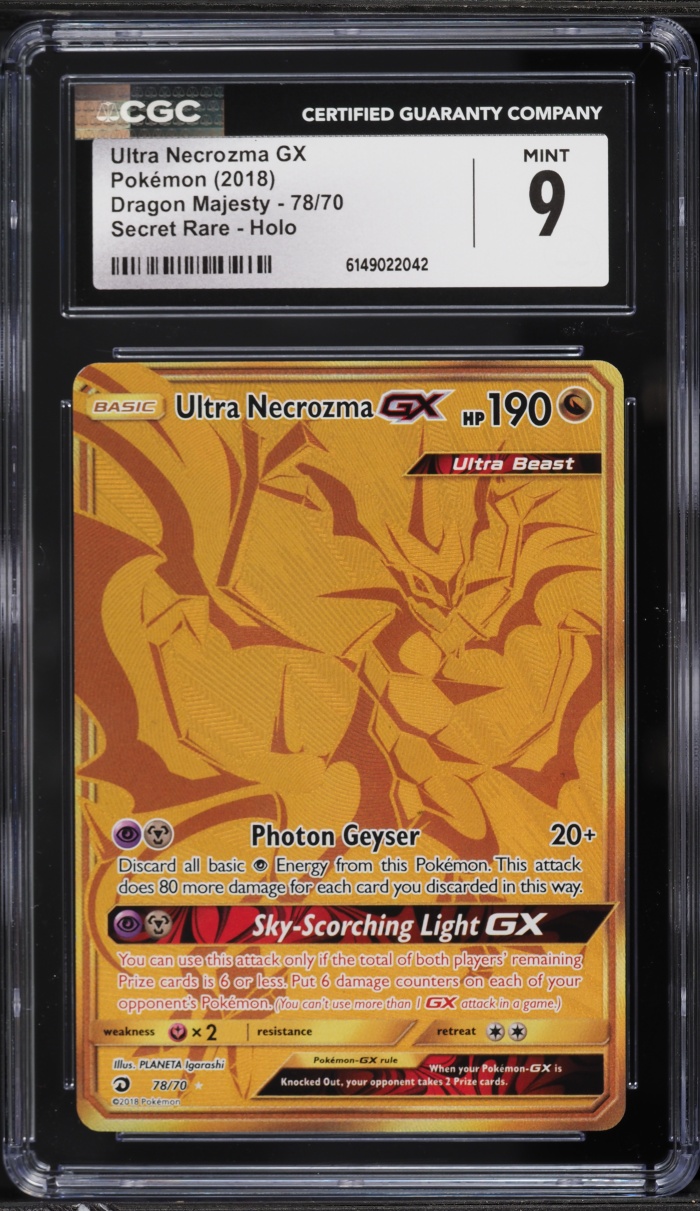 2018 Pokemon Sun & Moon Dragon Majesty SEC Ultra Necrozma GX #78 CGC 9 MINT