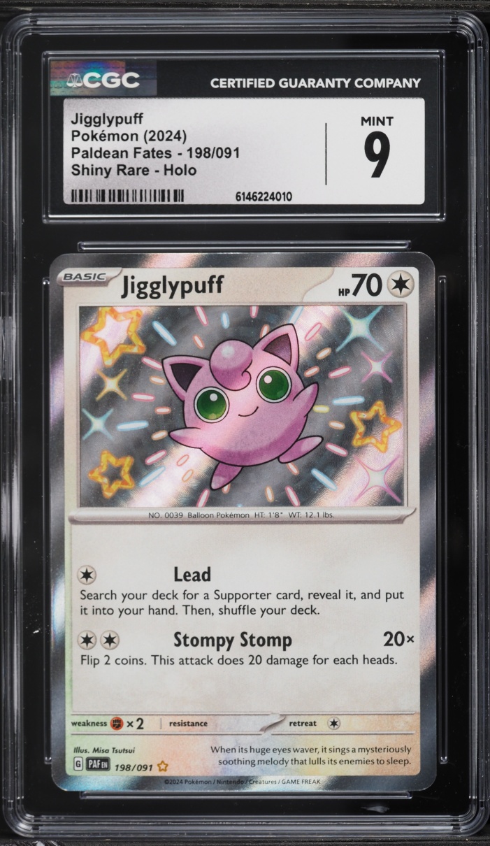 2024 Pokemon Scarlet & Violet Paldean Fates Shiny Jigglypuff #198 CGC 9 MINT