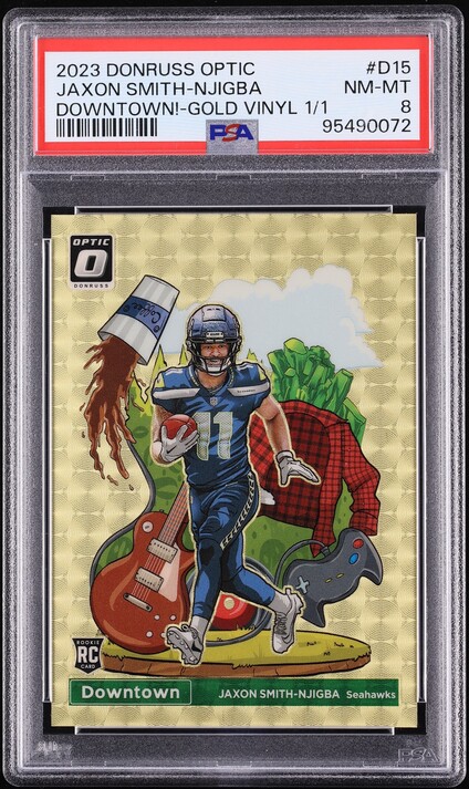 2023 Donruss Optic Downtown Gold Vinyl Jaxon Smith-Njigba ROOKIE 1/1 #D15 PSA 8 NM-MT