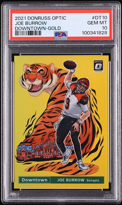 2021 Donruss Optic Downtown Gold Joe Burrow /10 #DT-10 PSA 10 GEM MINT