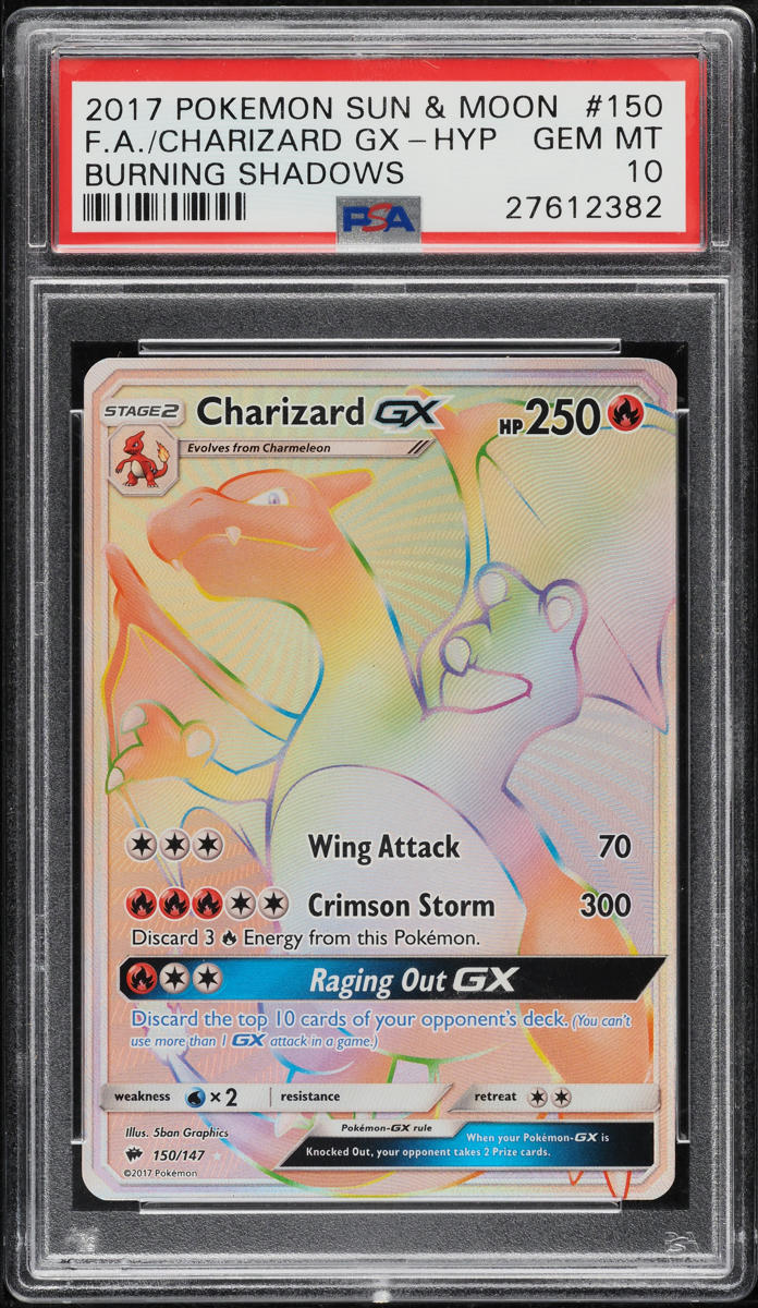 2017 Pokemon Sun & Moon Burning Shadows Hyper Rare Charizard GX #150 PSA 10 GEM