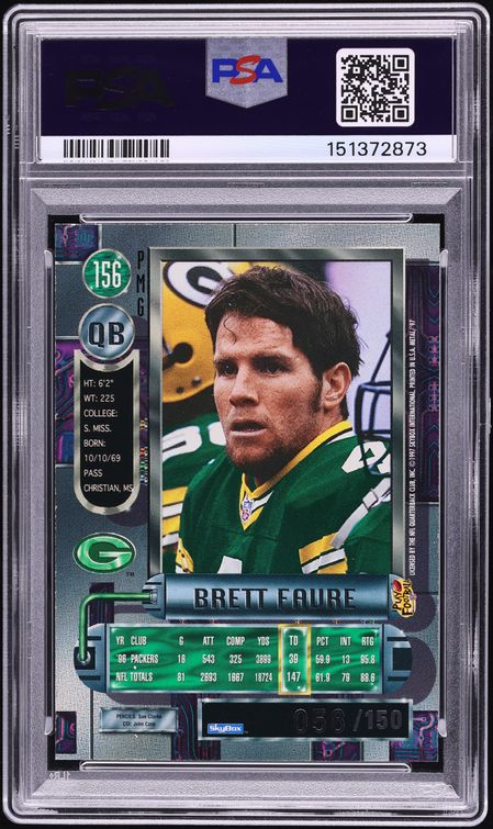 1997 Metal Universe Precious Metal Gems PMG Red Brett Favre /150 #156 PSA 8 NM-MT