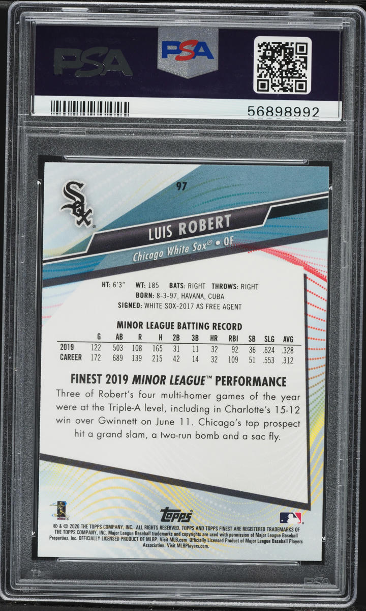 2020 Finest Luis Robert ROOKIE #97 PSA 10 GEM MINT