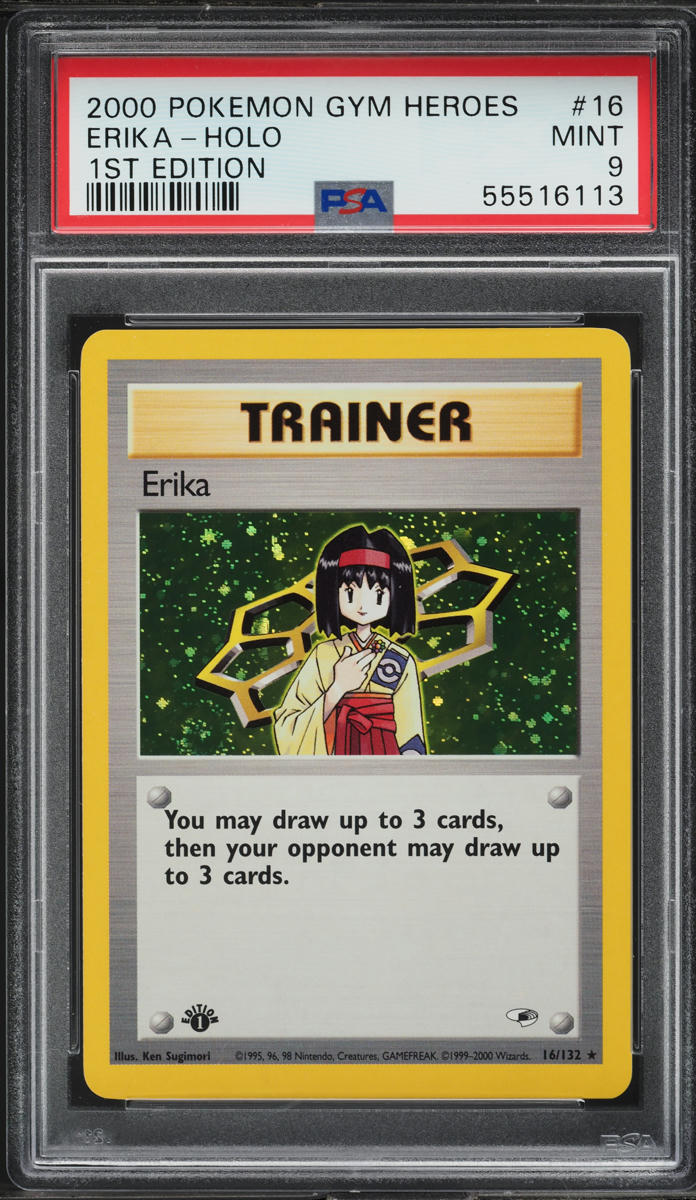 2000 Pokemon Gym Heroes 1st Edition Holo Erika #16 PSA 9 MINT