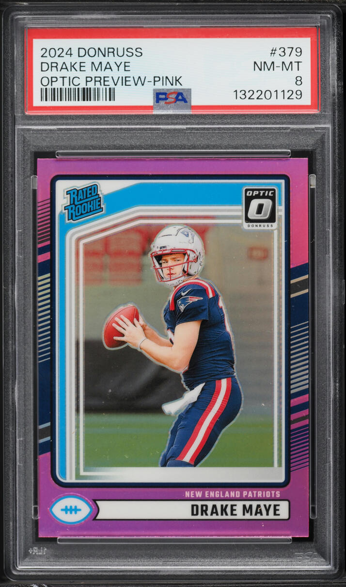 2024 Donruss Optic Preview Pink Drake Maye ROOKIE #379 PSA 8 NM-MT