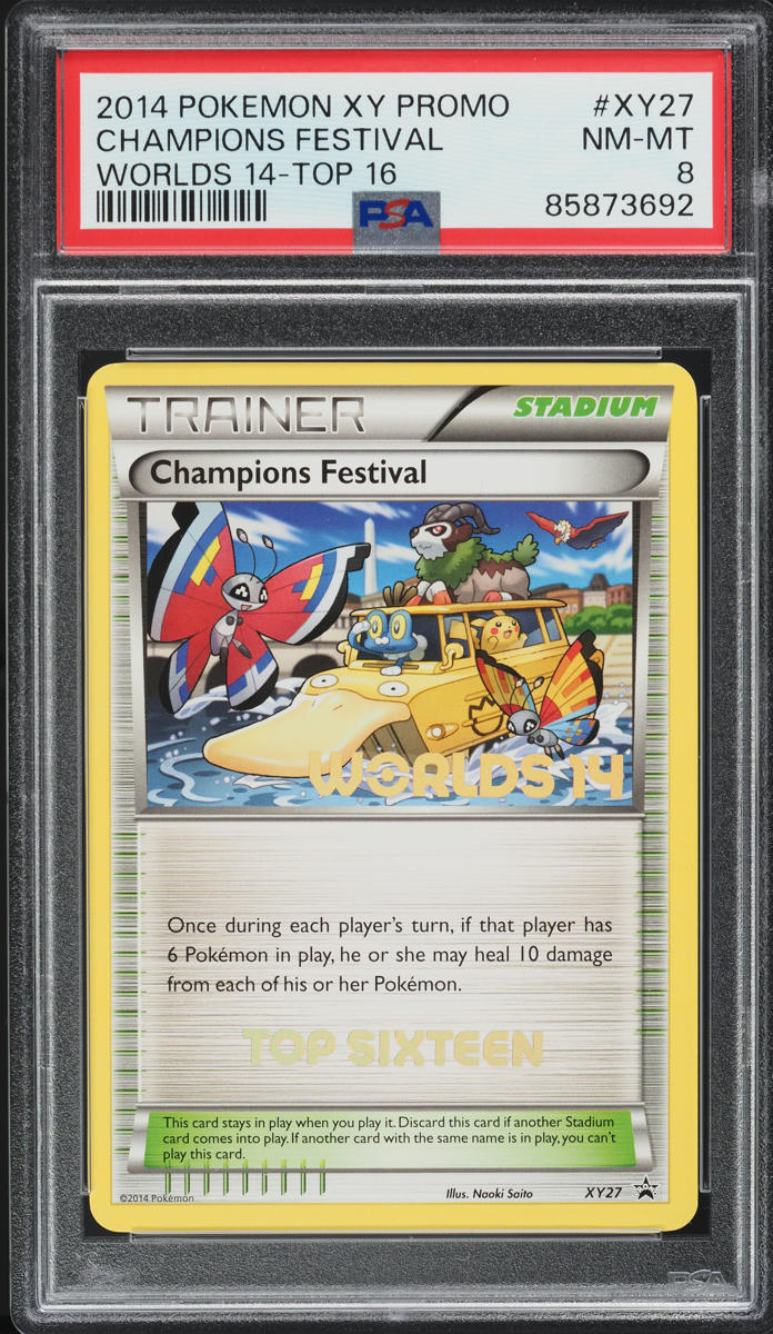 2014 Pokemon XY Black Star Promo Worlds 14 Top 16 Champions Festival PSA 8 NM-MT