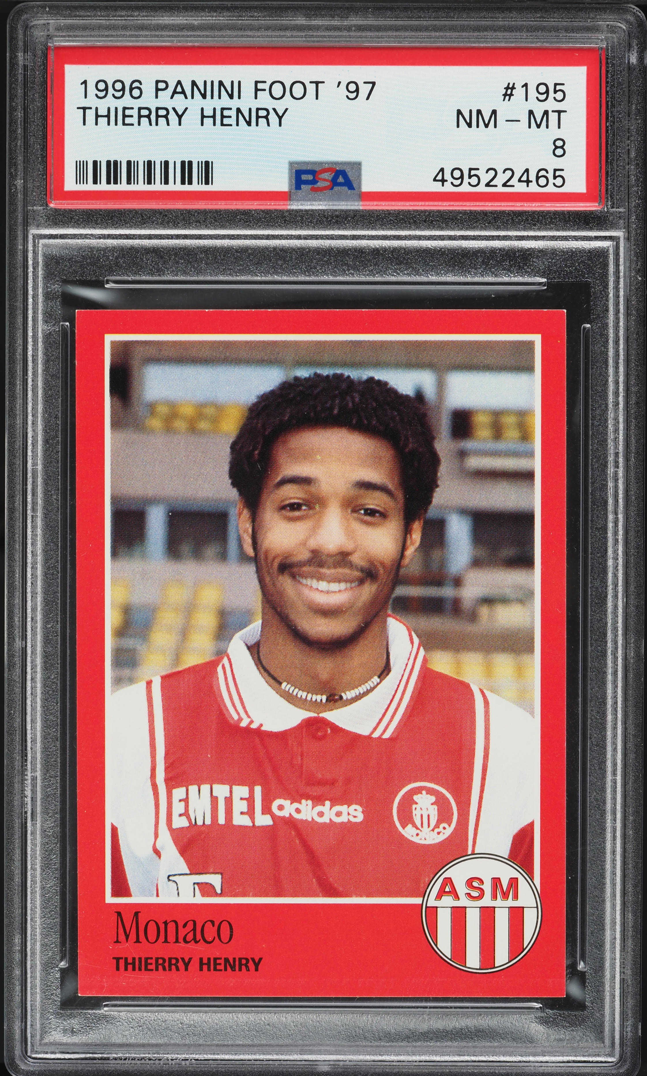 1996 Panini Foot Thierry Henry ROOKIE #195 PSA 8 NM-MT