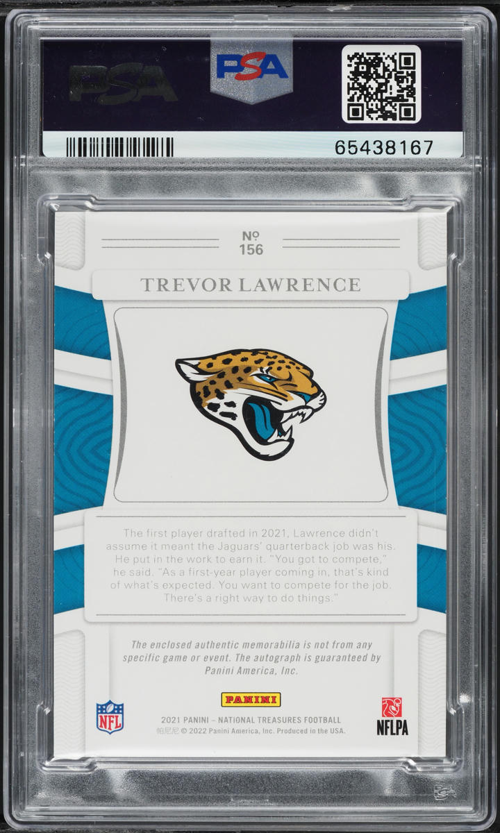 2021 National Treasures Trevor Lawrence ROOKIE PATCH AUTO 99/99 #156 PSA 8 NM-MT