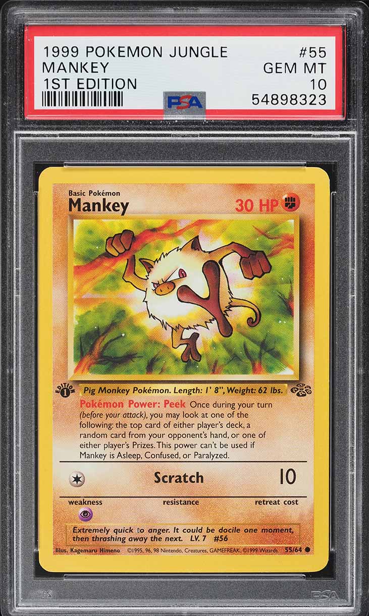 1997 Pokemon Japanese Jungle Mankey #56 CGC 10 PERFECT on Fanatics Collect