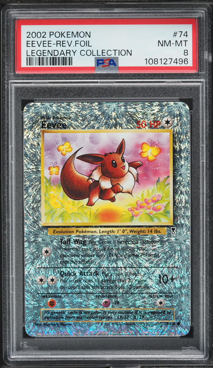 2002 Pokemon Legendary Collection Reverse Holo Eevee #74 PSA 8 NM-MT