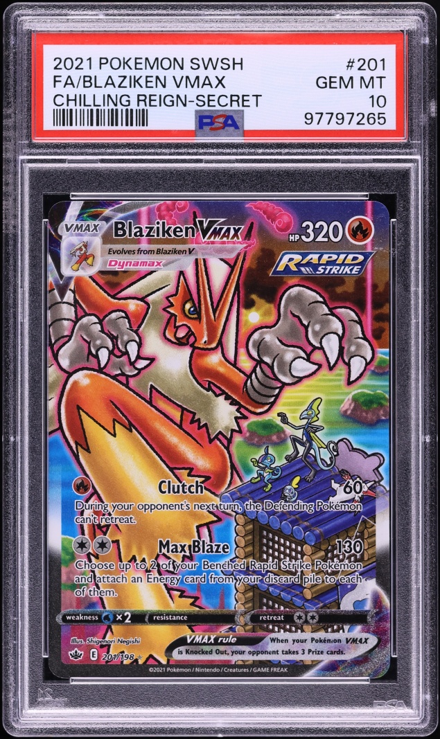 2021 Pokemon Sword & Shield Chilling Reign SEC Blaziken VMAX #201 PSA 10 GEM MINT