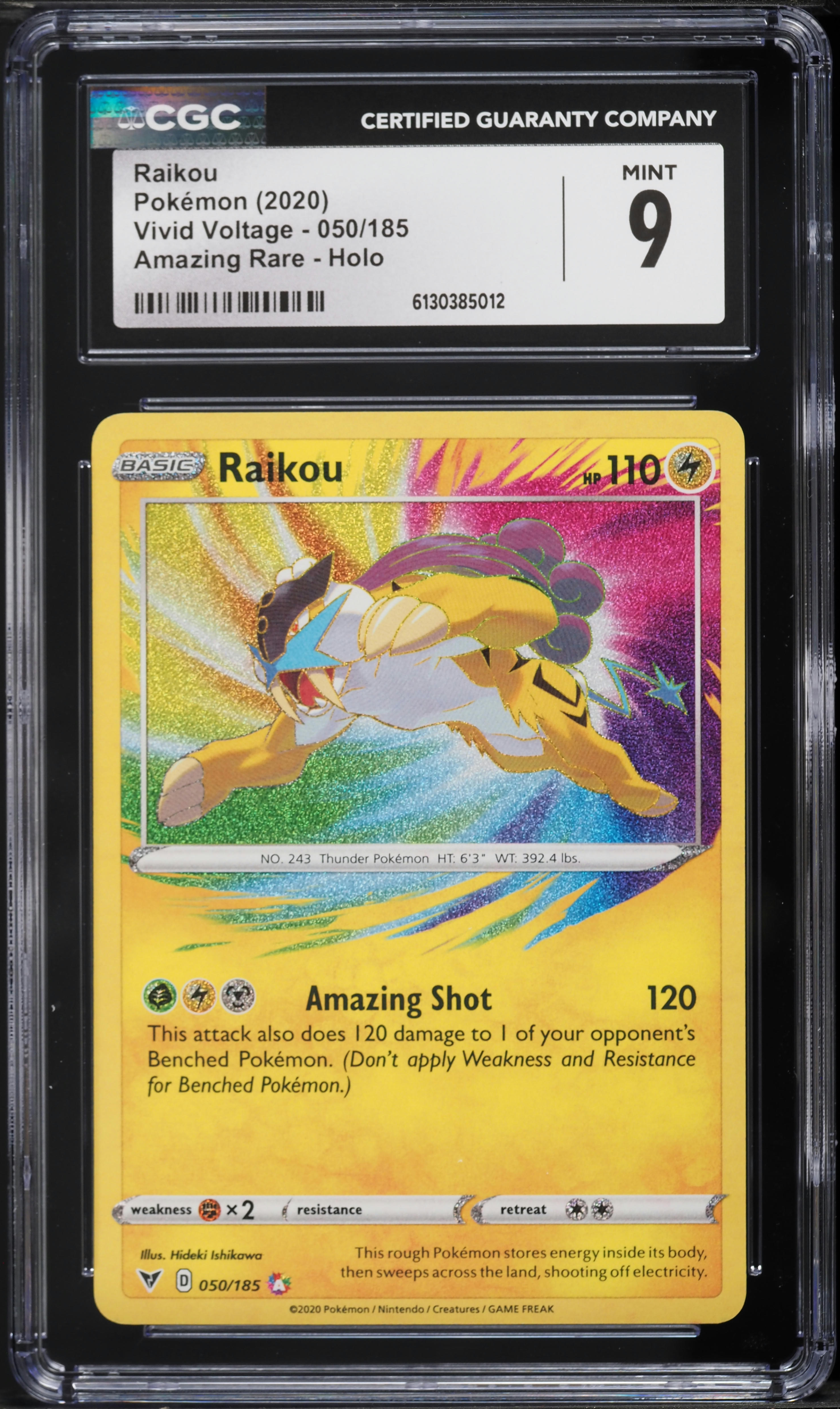 2020 Pokemon Sword & Shield Vivid Voltage Amazing Rare Raikou #50 CGC 9 MINT