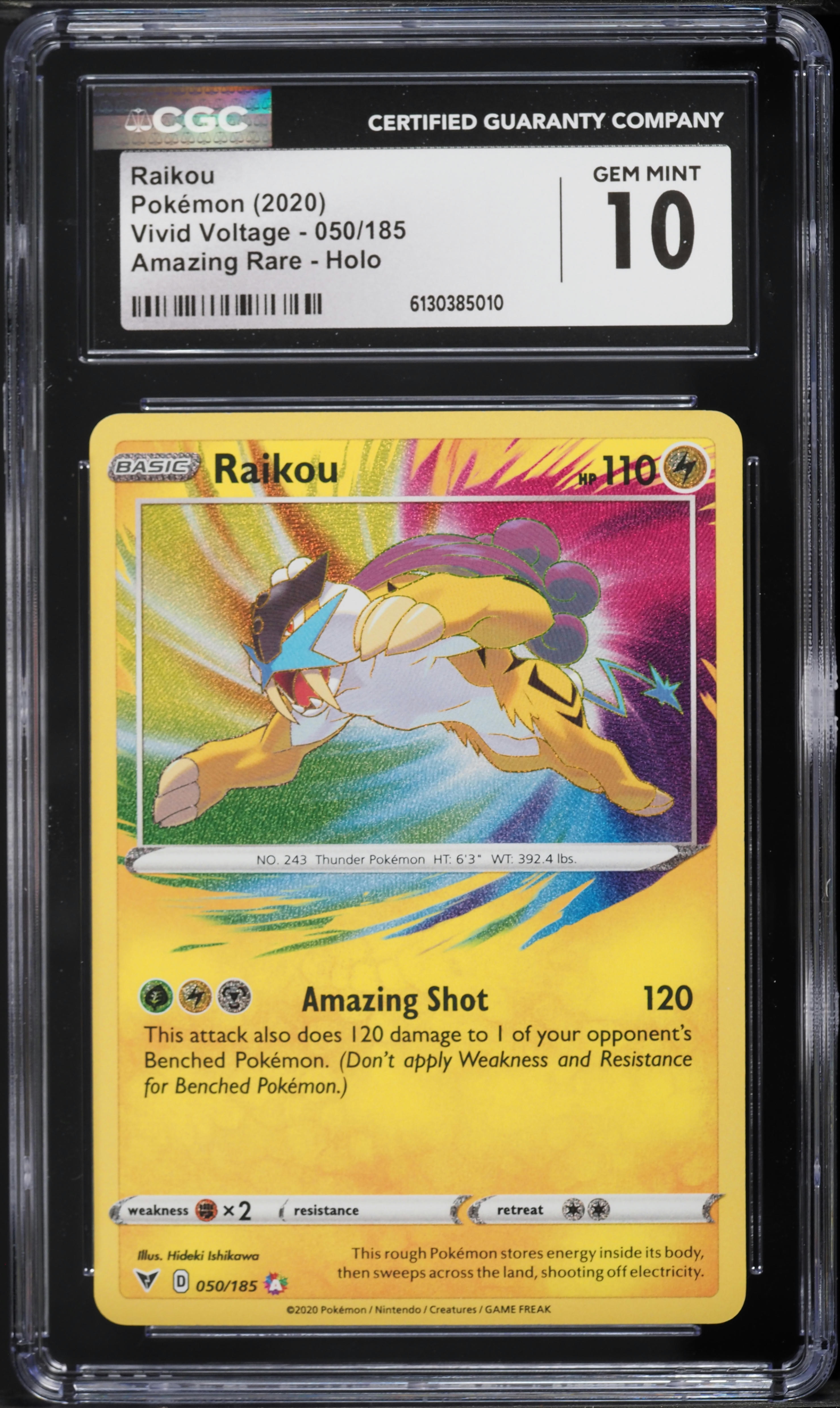 2020 Pokemon Sword & Shield Vivid Voltage Amazing Rare Raikou #50 CGC 10 GEM MINT