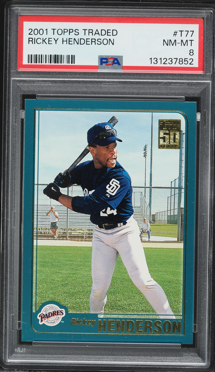 2001 Topps Traded Rickey Henderson #T77 PSA 8 NM-MT