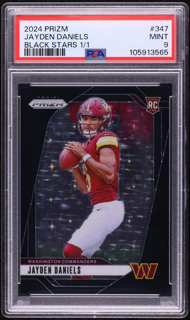 2024 Panini Prizm Black Stars Jayden Daniels ROOKIE 1/1 #347 PSA 9