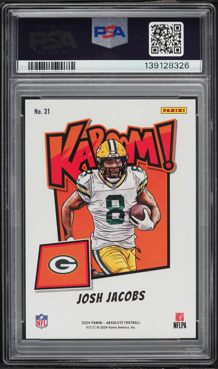 2024 Absolute Kaboom! Vertical Gold Josh Jacobs /10 #31 PSA 9 MINT