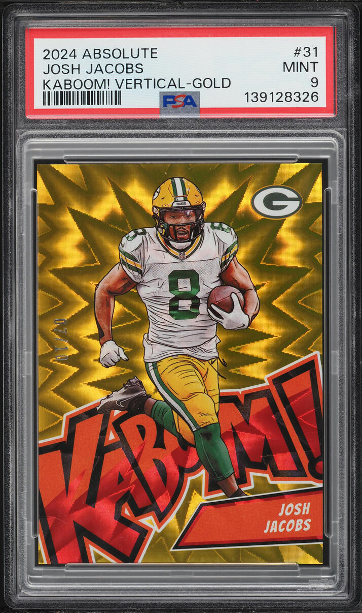 2024 Absolute Kaboom! Vertical Gold Josh Jacobs /10 #31 PSA 9 MINT