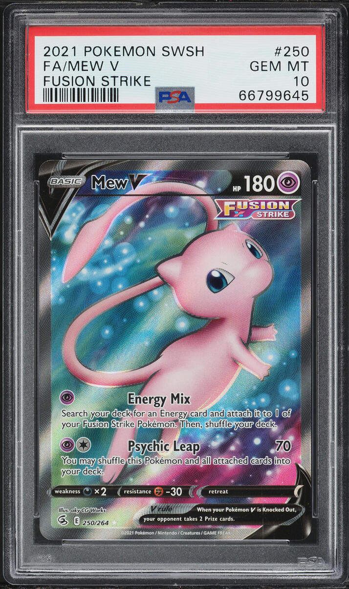2021 Pokemon Sword & Shield Fusion Strike Full Art Mew V #250 PSA 10 GEM MINT