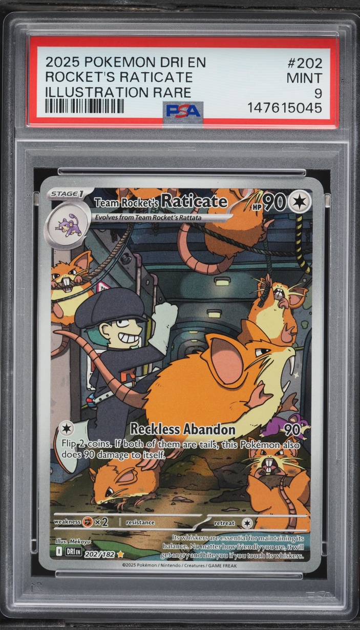 2025 Pokemon Scarlet & Violet Destined Rivals IR Team Rocket's Raticate #202 PSA 9 MINT