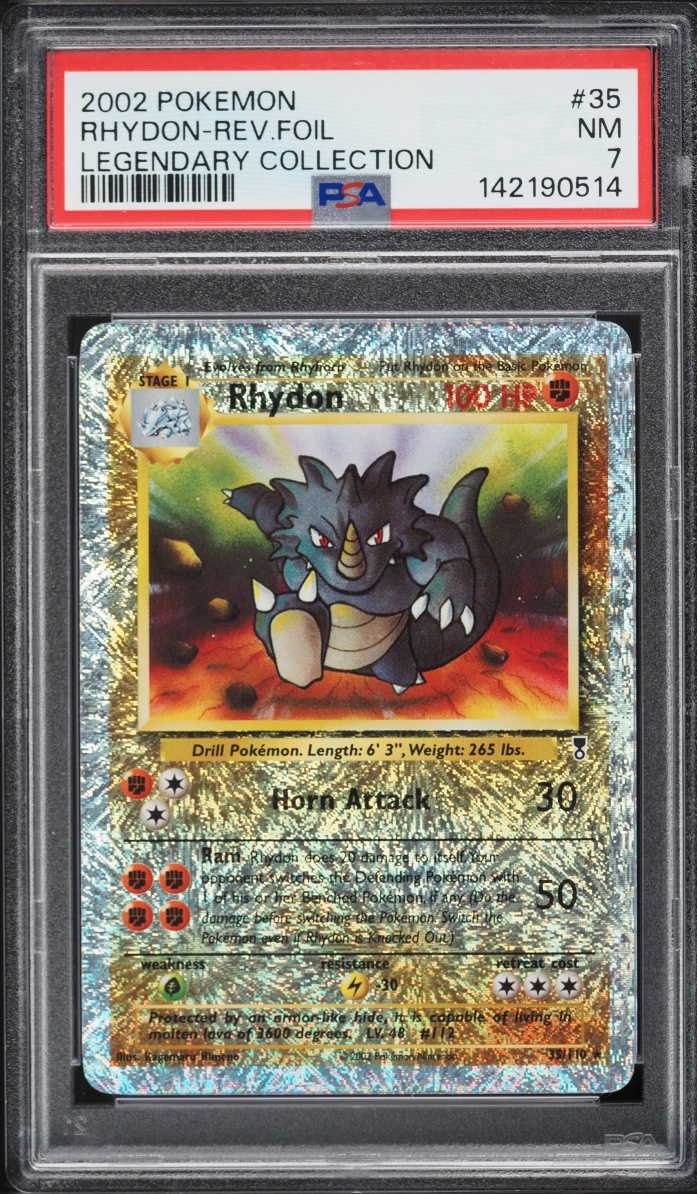 2002 Pokemon Legendary Collection Reverse Holo Rhydon #35 PSA 7 NRMT