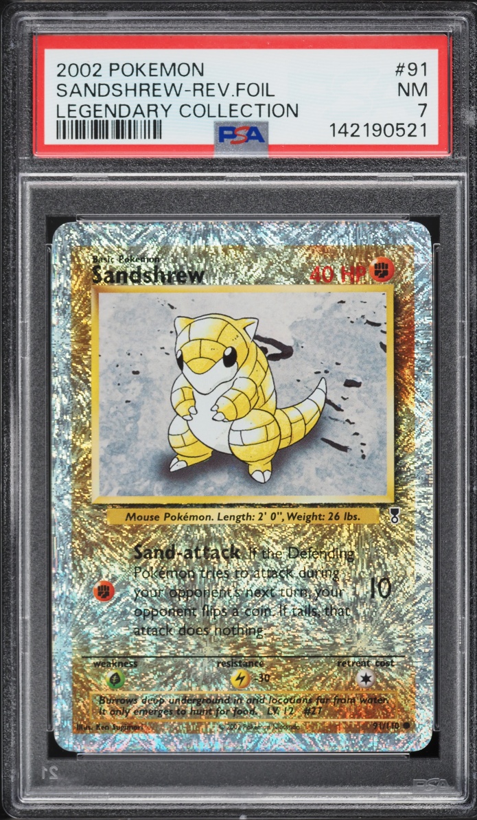 2002 Pokemon Legendary Collection Reverse Holo Sandshrew #91 PSA 7 NRMT