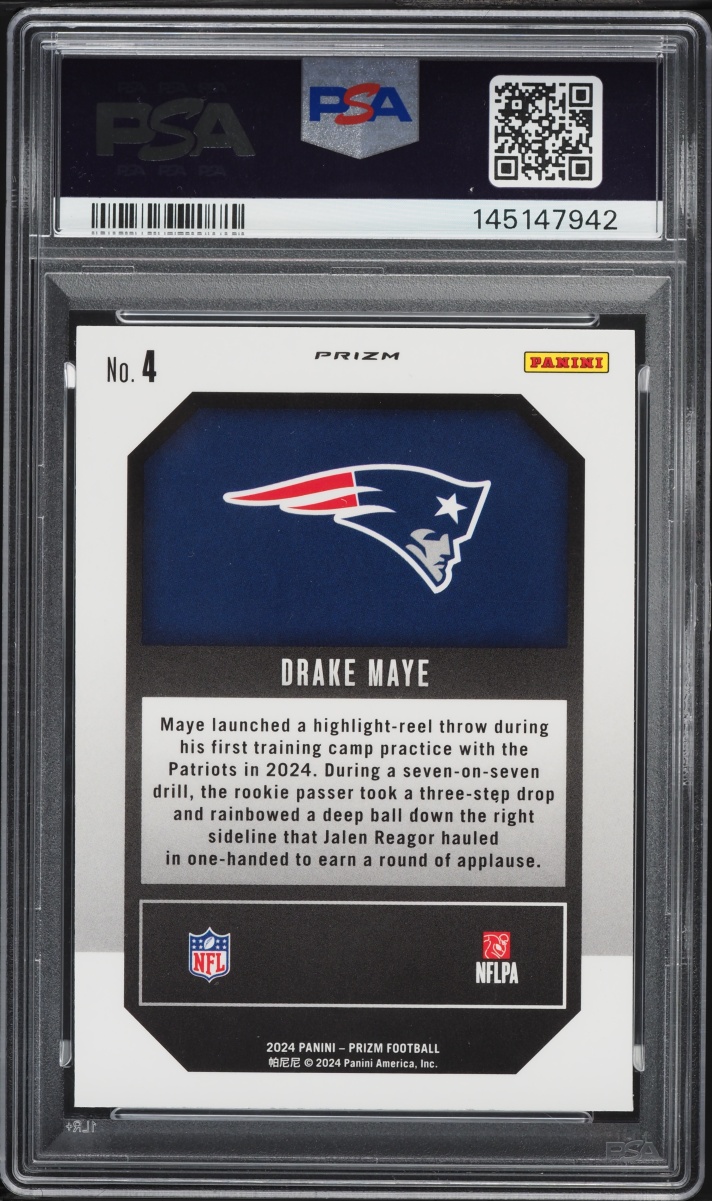 2024 Panini Prizm Emergent Green Wave Drake Maye ROOKIE #4 PSA 10 GEM MINT