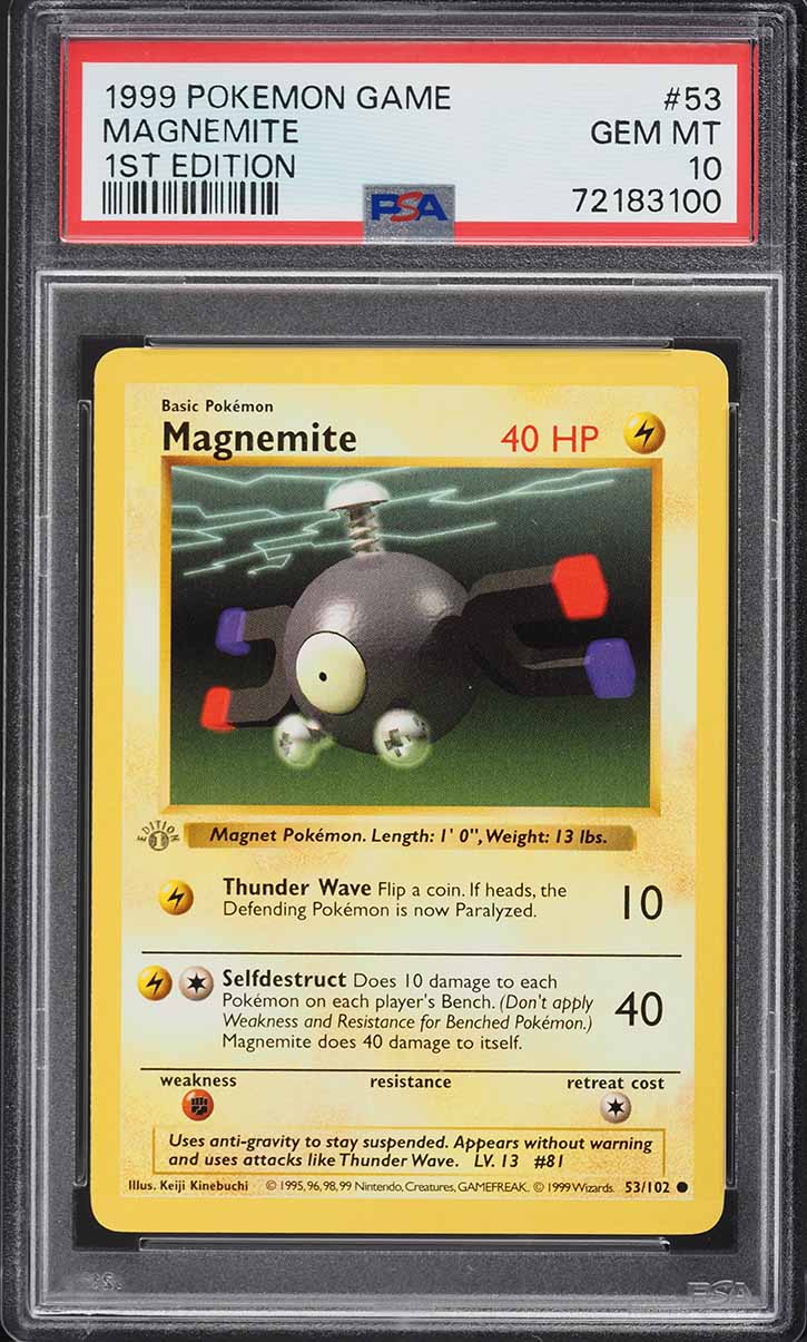 1999 Pokemon Base Set Shadowless 1st Edition Magnemite #53 PSA 10 GEM MINT