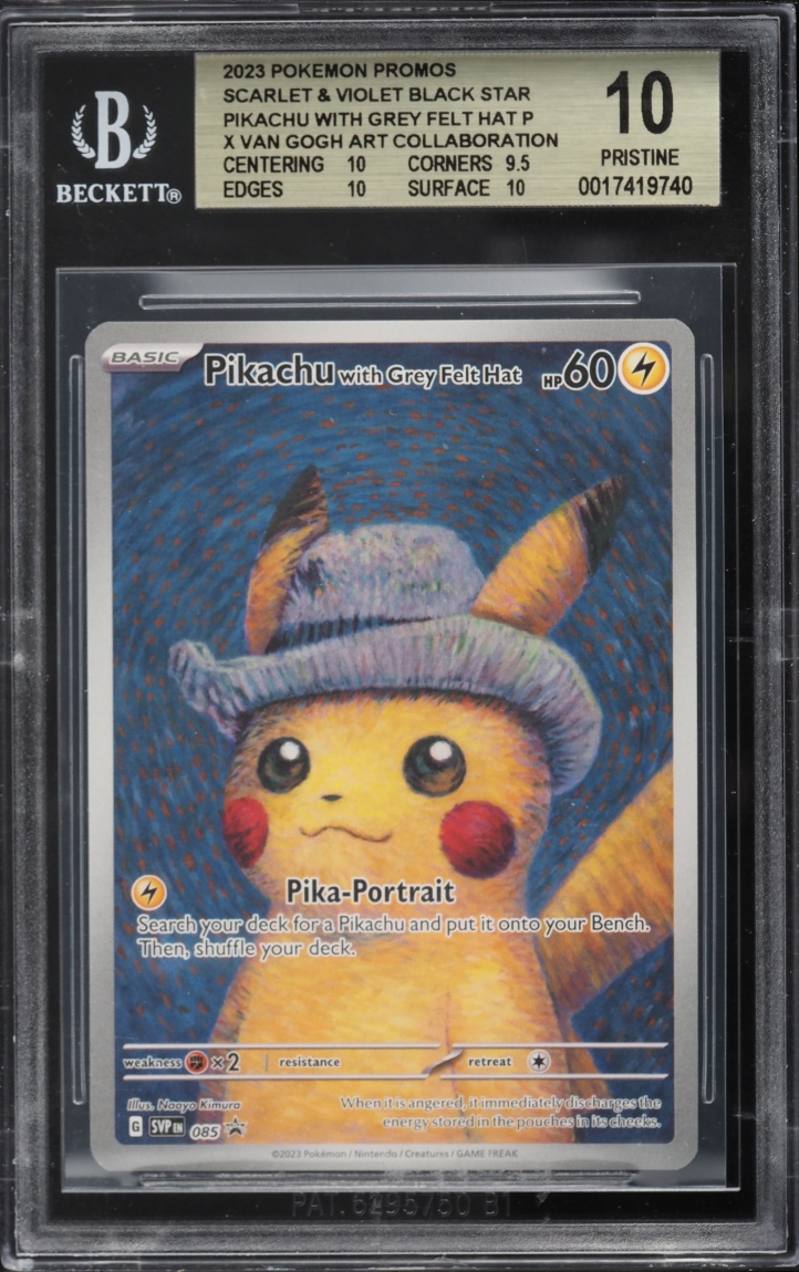 2023 Pokemon Scarlet & Violet Promo Van Gogh Pikachu With Grey Felt Hat #85 BGS 10 PRISTINE