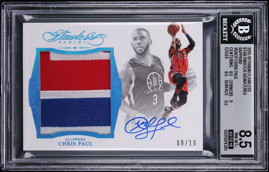 2015 Panini Flawless Star Swatch Sapphire Chris Paul PATCH AUTO /10 #SR-CP BGS 8.5 NM-MT+
