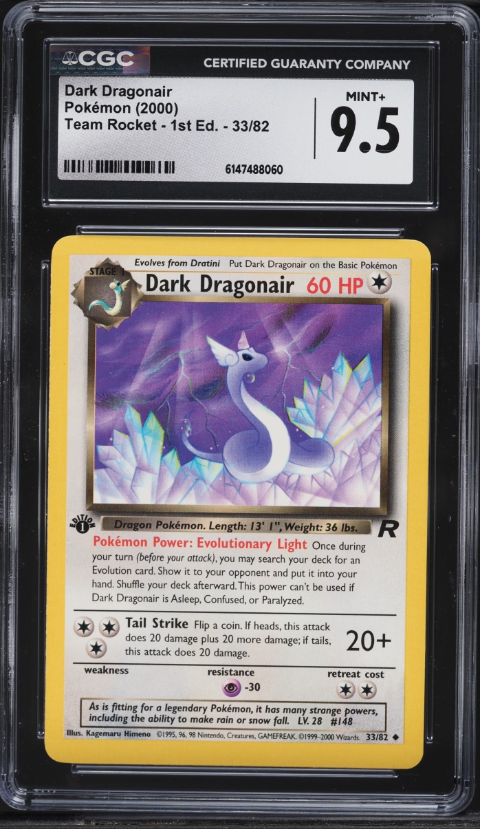2000 Pokemon Team Rocket 1st Edition Dark Dragonair #33 CGC 9.5 MINT+