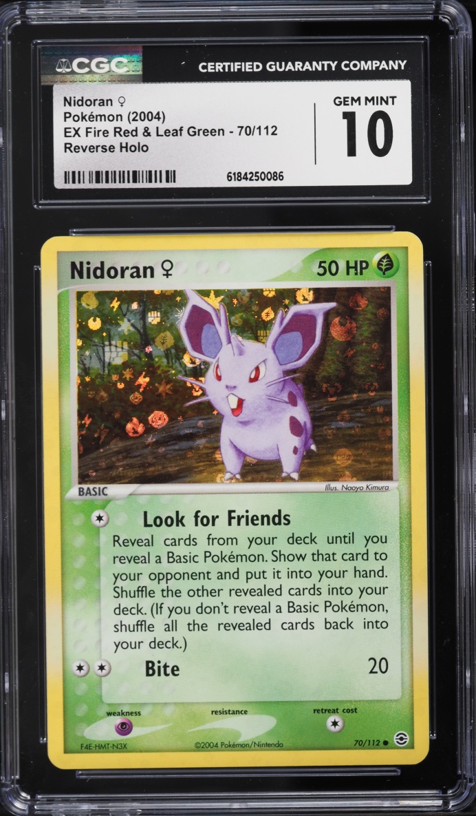 2004 Pokemon EX Fire Red & Leaf Green Reverse Holo Nidoran #70 CGC 10 GEM MINT
