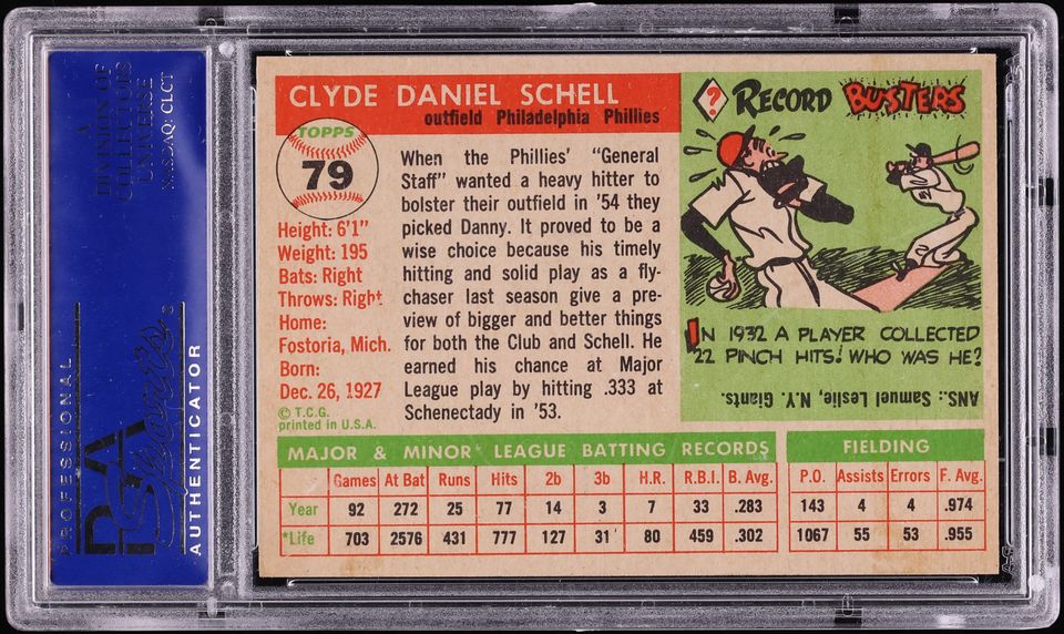 1955 Topps Danny Schell ROOKIE #79 PSA 8 NM-MT