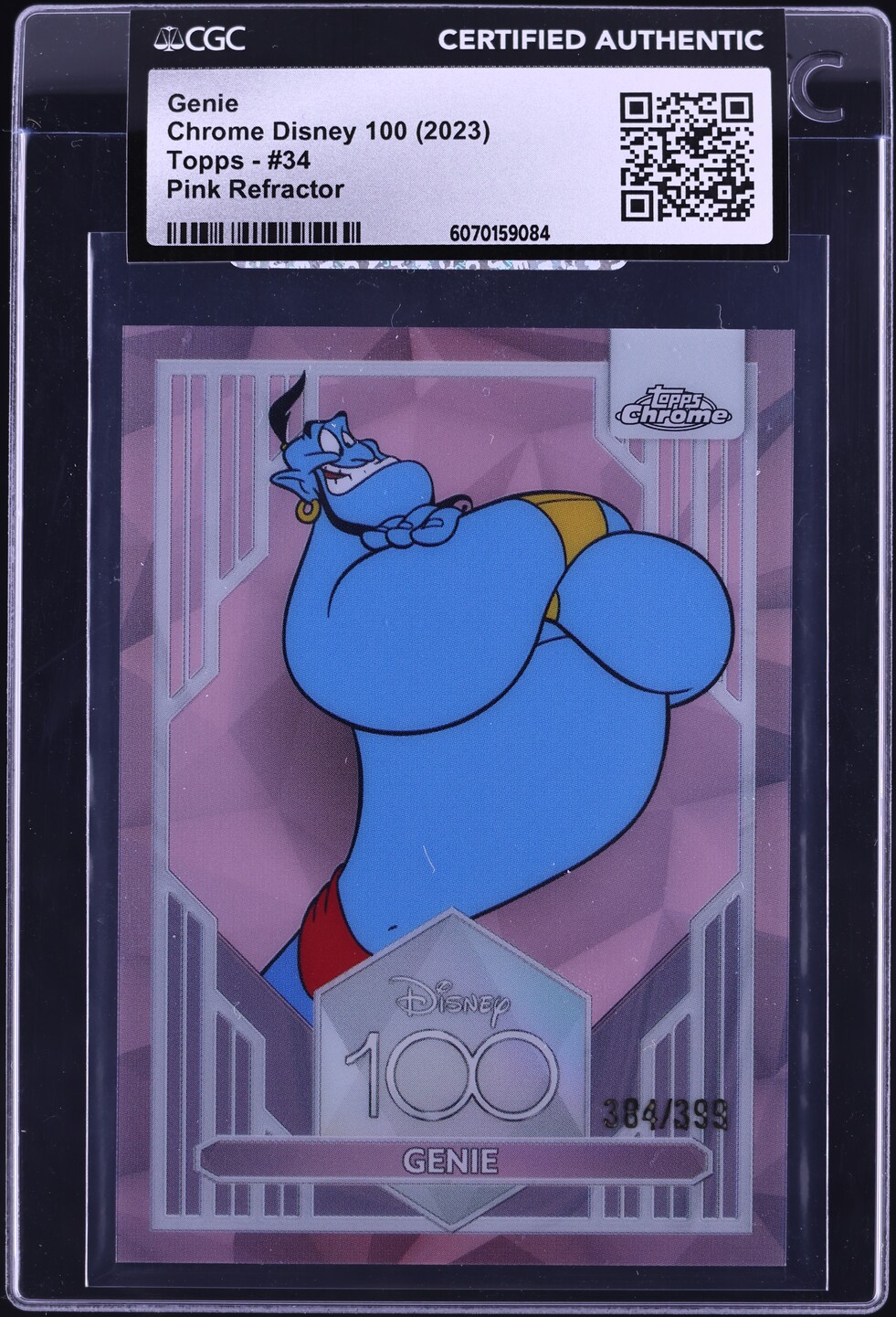 2023 Topps Chrome Disney 100 Pink Refractor Genie /399 #34