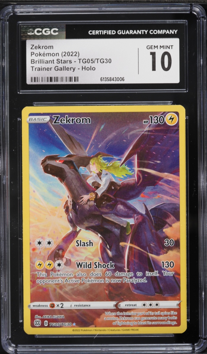 2022 Pokemon Sword & Shield Brilliant Stars Full Art Zekrom #TG05 CGC 10 GEM MINT