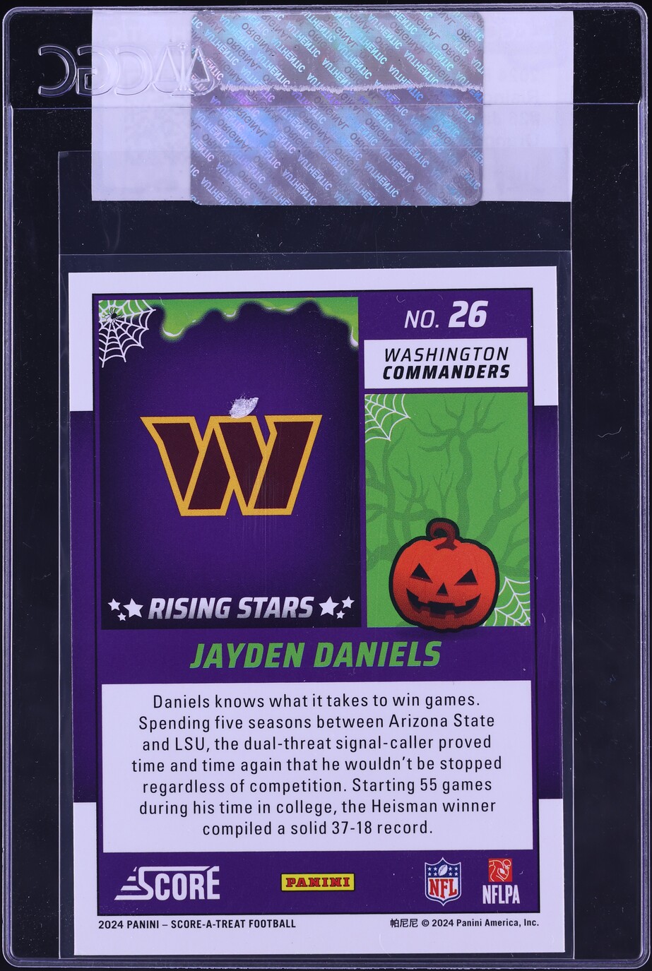 2024 Score-A-Treat Rising Stars Orange Pumpkin Jayden Daniels RC #26 CGC AUTH