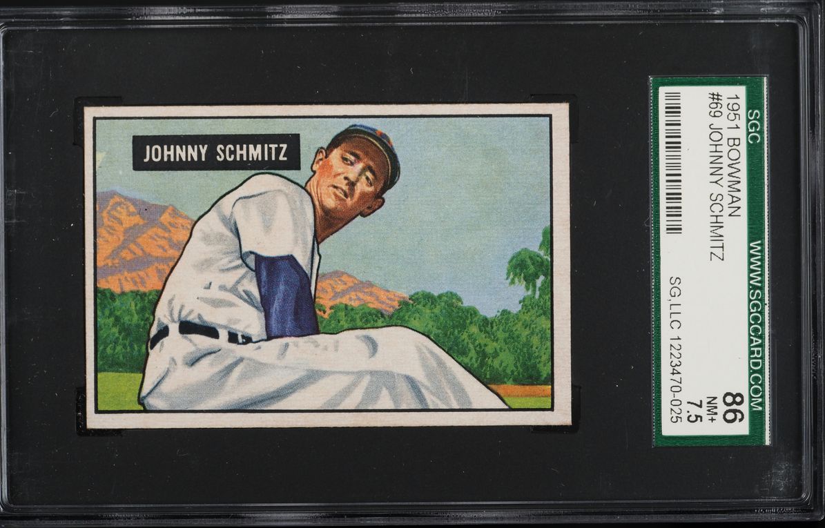 1951 Bowman Johnny Schmitz #69 SGC 7.5 NRMT+