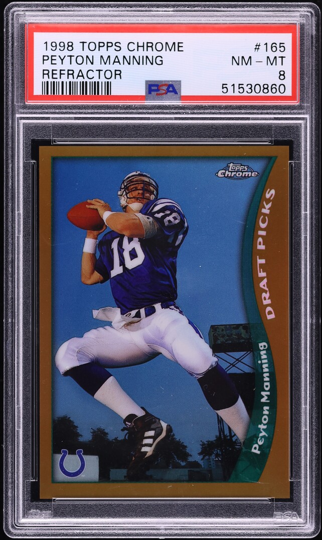 1998 Topps Chrome Refractor Peyton Manning ROOKIE #165 PSA 8 NM-MT