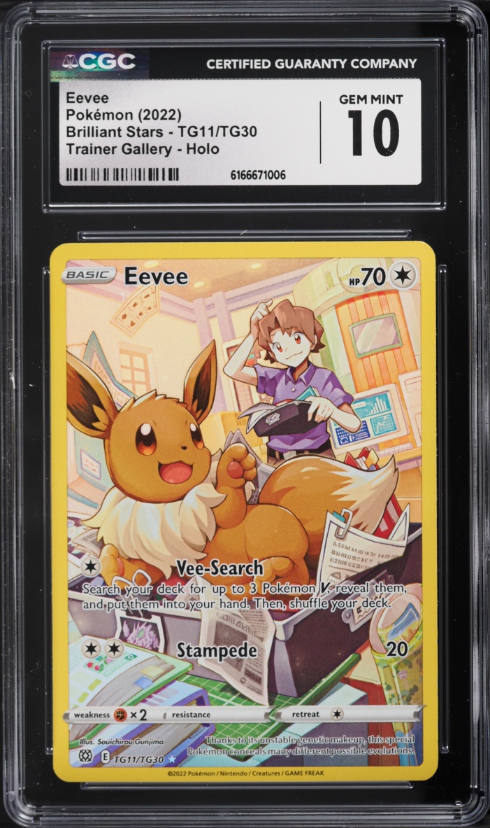 2022 Pokemon Sword & Shield Brilliant Stars Full Art Eevee #TG11 CGC 10 GEM MINT