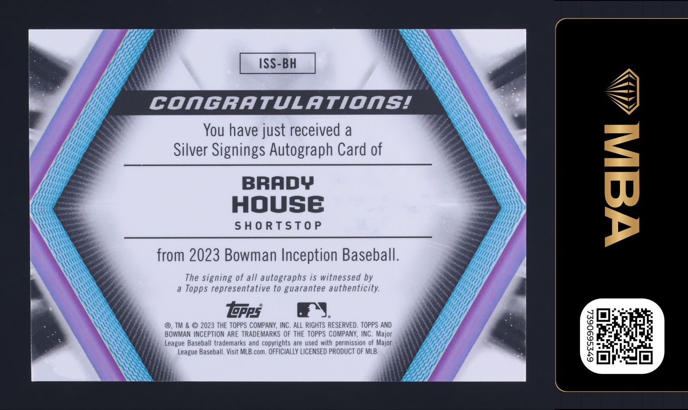 2023 Bowman Inception Silver Signings Brady House PROSPECT AUTO /100 #ISS-BH MBA AUTH