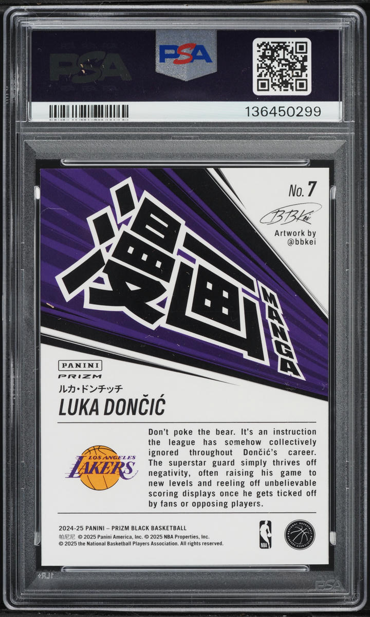 2024 Panini Prizm Black Manga Luka Doncic #7 PSA 10 GEM MINT