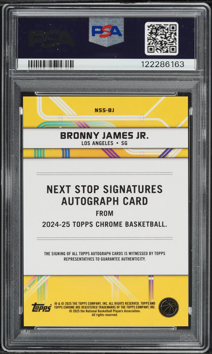 2024 Topps Chrome Next Stop Gold Geometric Bronny James Jr. RC AUTO /50 PSA 9