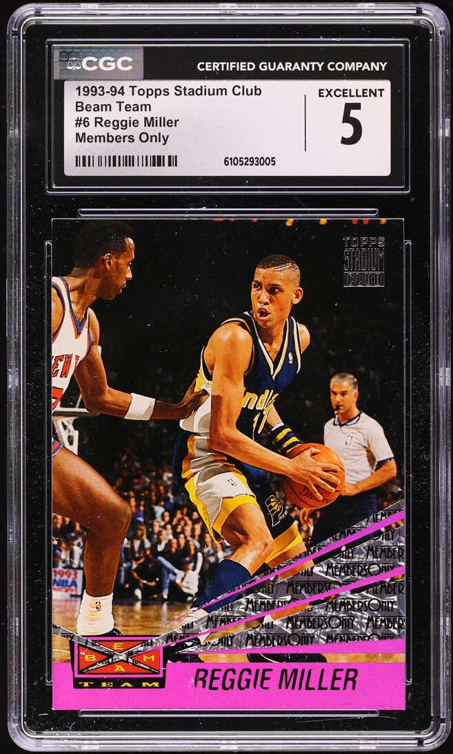1993 Topps Stadium Club Beam Team Members Only Reggie Miller #6 CGC 5 EX