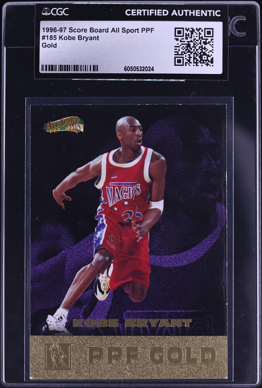 1996 Score Board All Sport PPF Gold Kobe Bryant ROOKIE #185 CGC AUTH