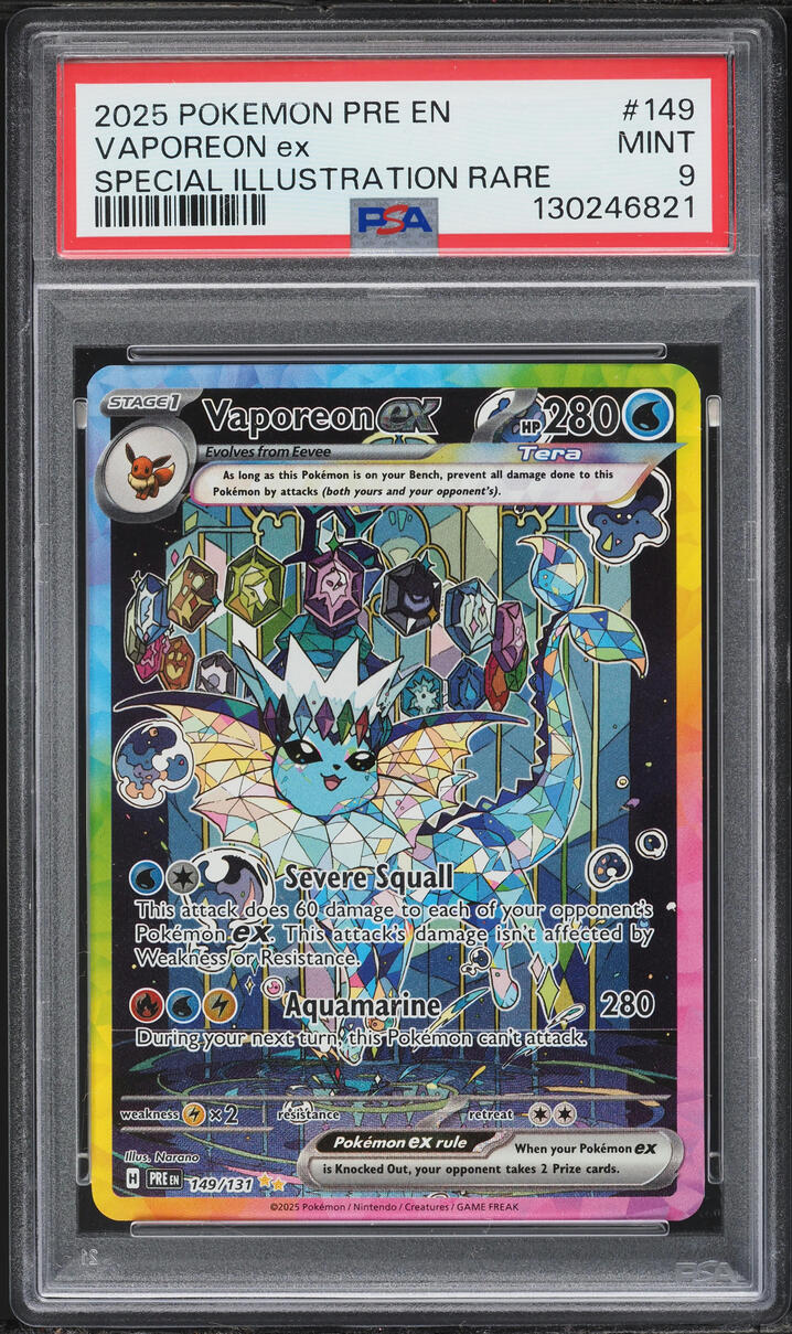 2025 Pokemon Scarlet & Violet Prismatic Evolutions SIR Vaporeon ex #149 PSA 9 MINT
