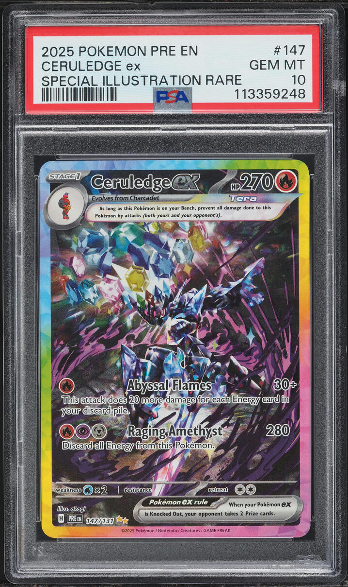 2025 Pokemon Scarlet & Violet Prismatic Evolutions SIR Ceruledge ex #147 PSA 10 GEM MINT