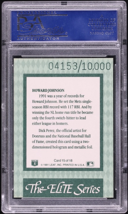 1992 Donruss Elite Howard Johnson /10000 #15 PSA 9 MINT