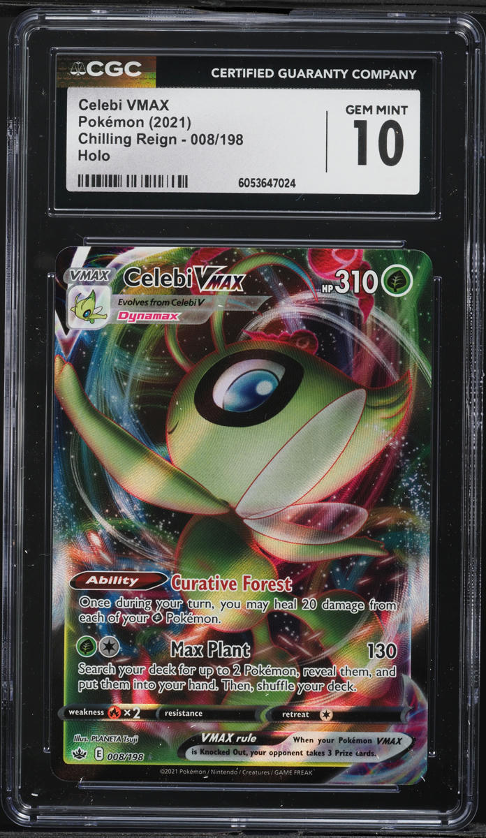2021 Pokemon Sword & Shield Chilling Reign Holo Celebi VMAX #8 CGC 10 GEM MINT