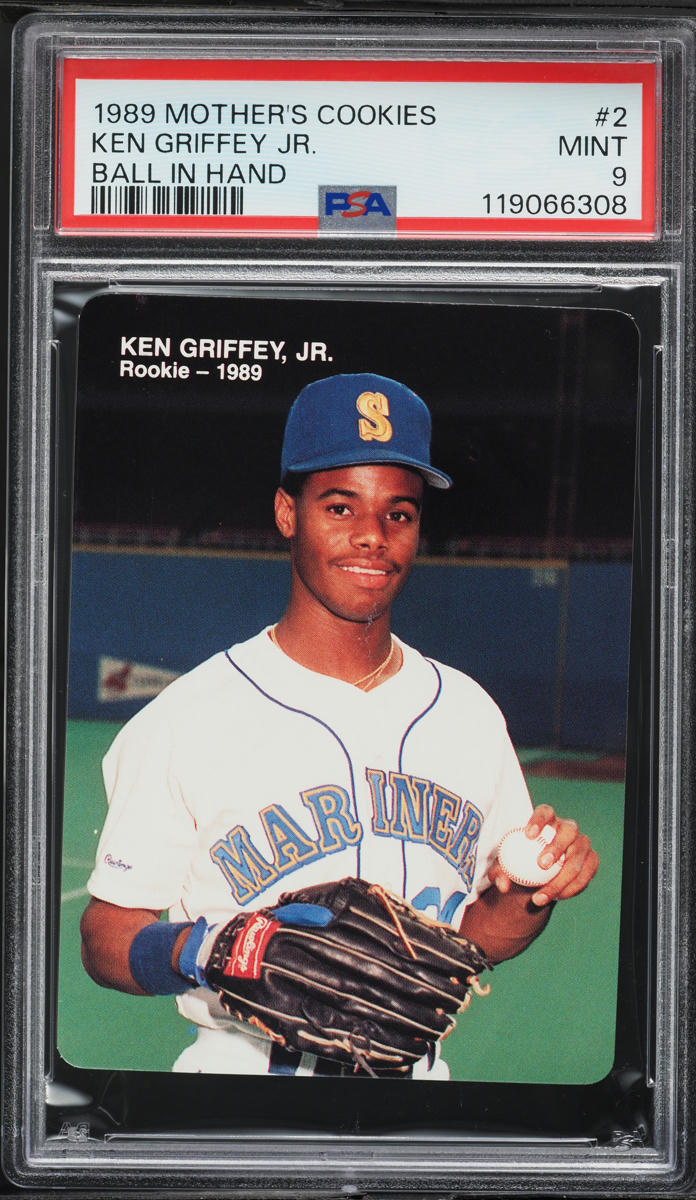 1989 Mother's Cookies Ken Griffey Jr. ROOKIE, BALL IN HAND #2 PSA 9 MINT
